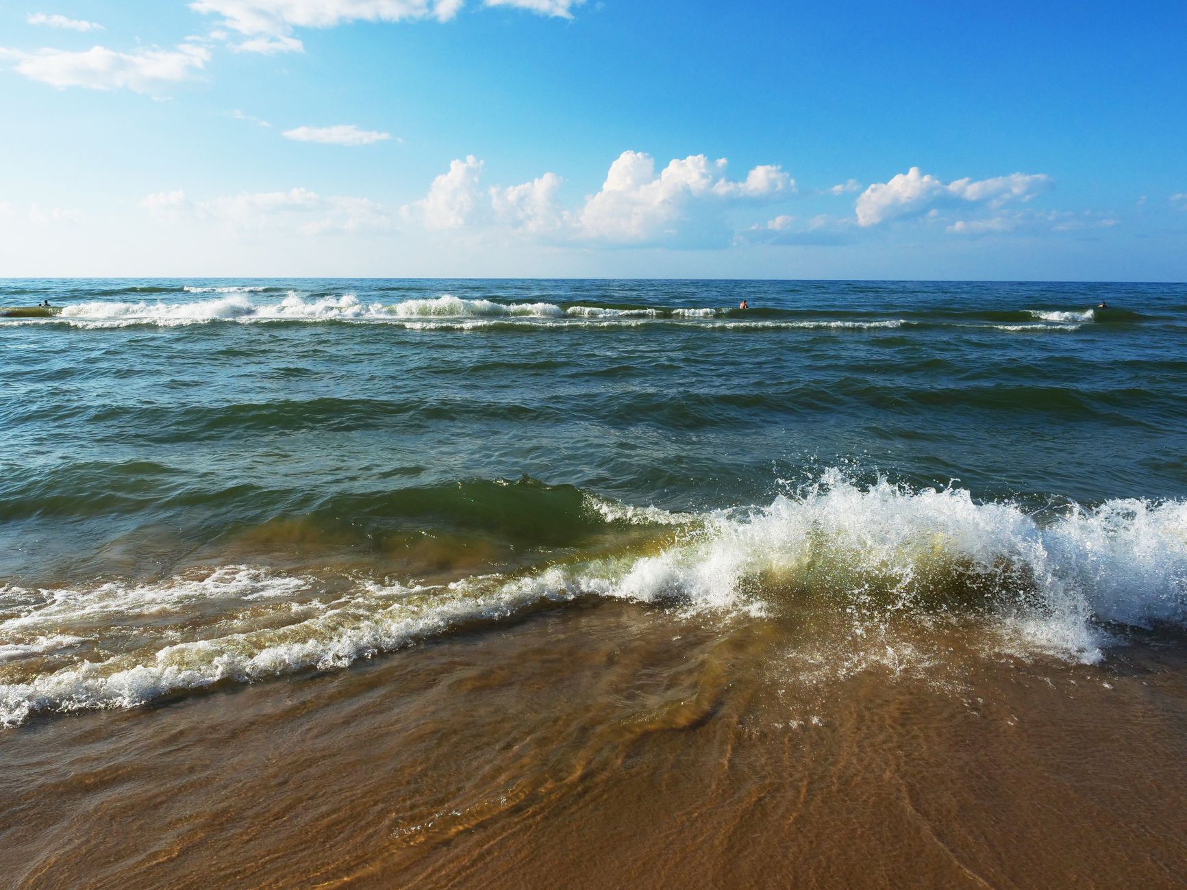 Waves on the shoreline of Indiana Dunes by Lake Michigan