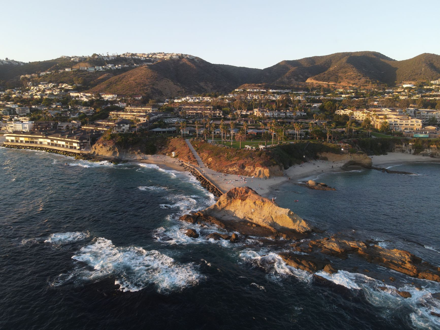 Orange County coastline near Laguna Beach at sunset