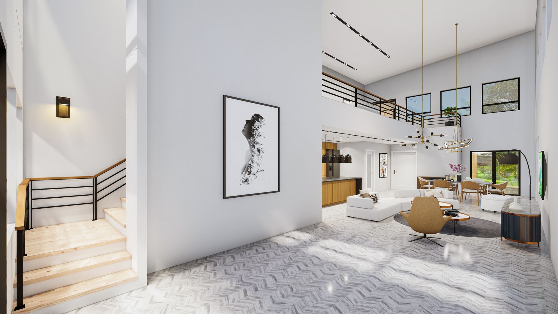 Bright modern home interior with natural light
