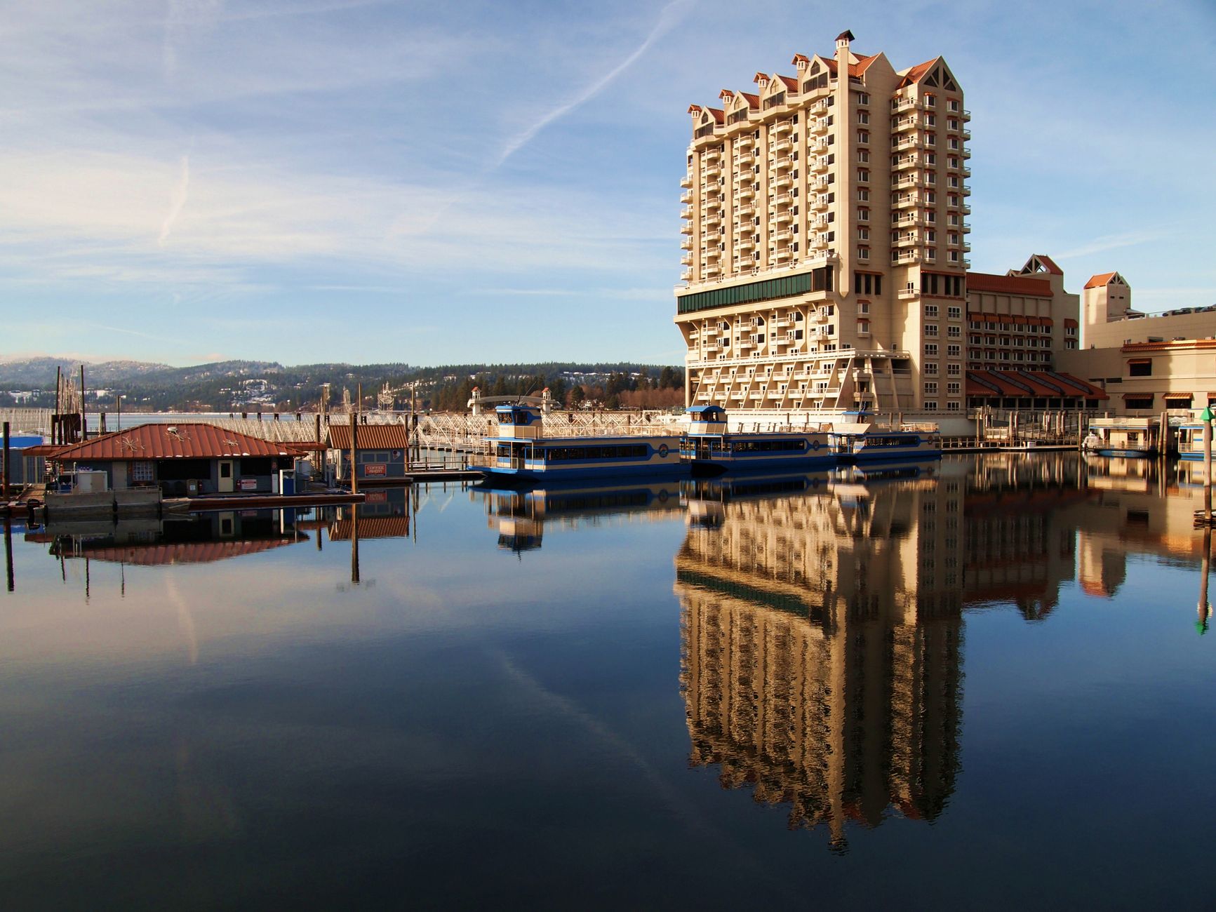 Coeur d’Alene Resort reflected on the lake