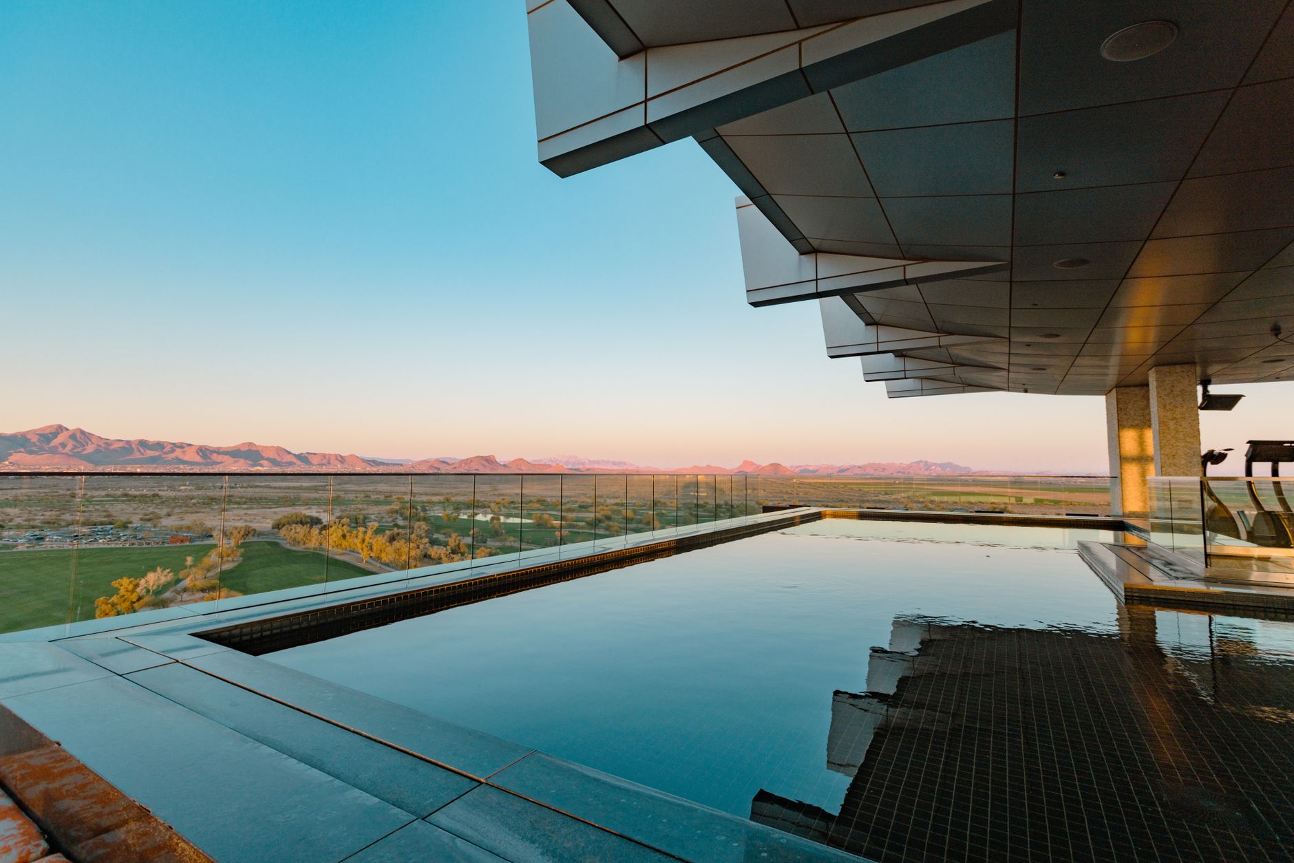 Resort pool overlooking the Arizona desert and mountains