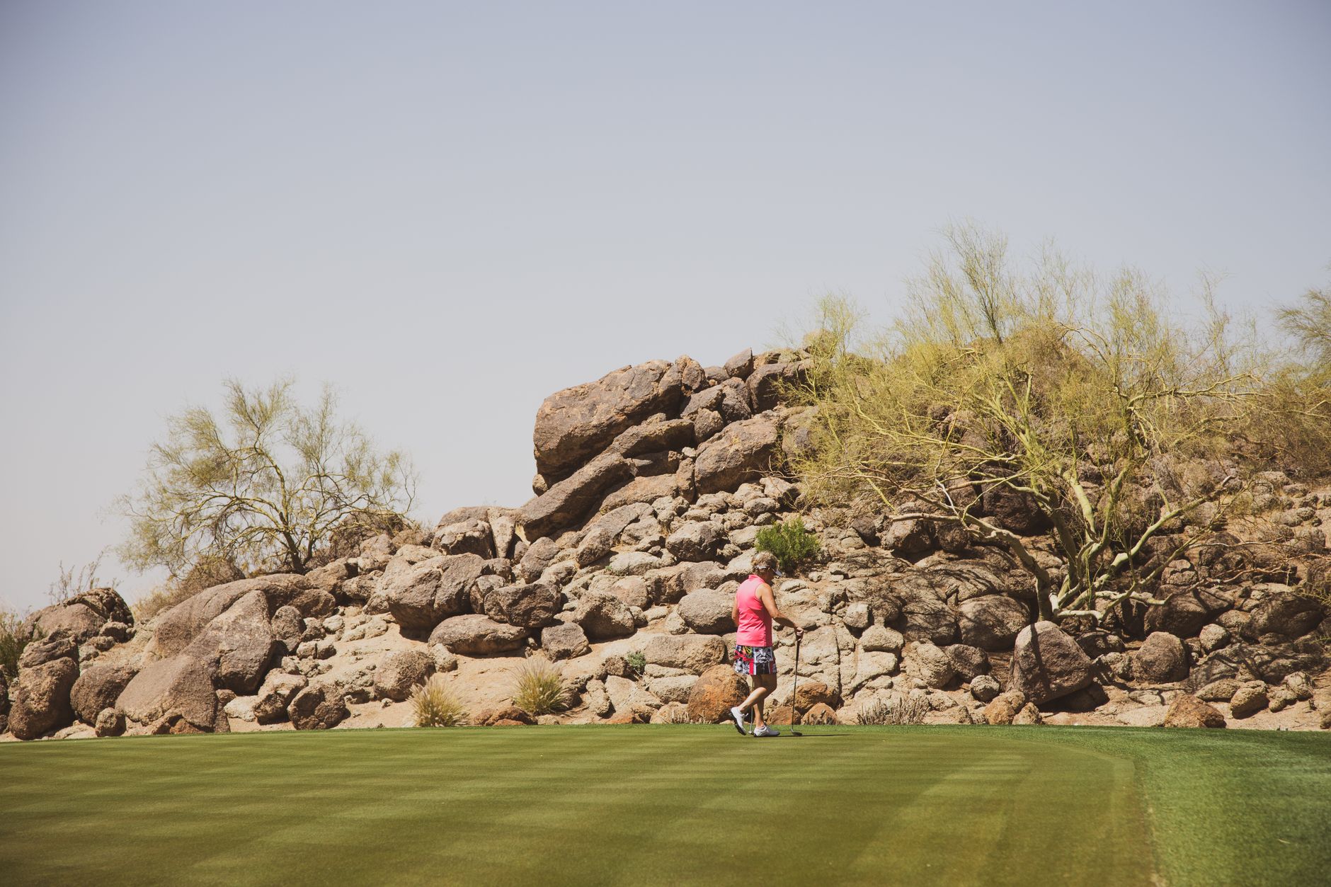 Golfer on a desert golf course in Arizona