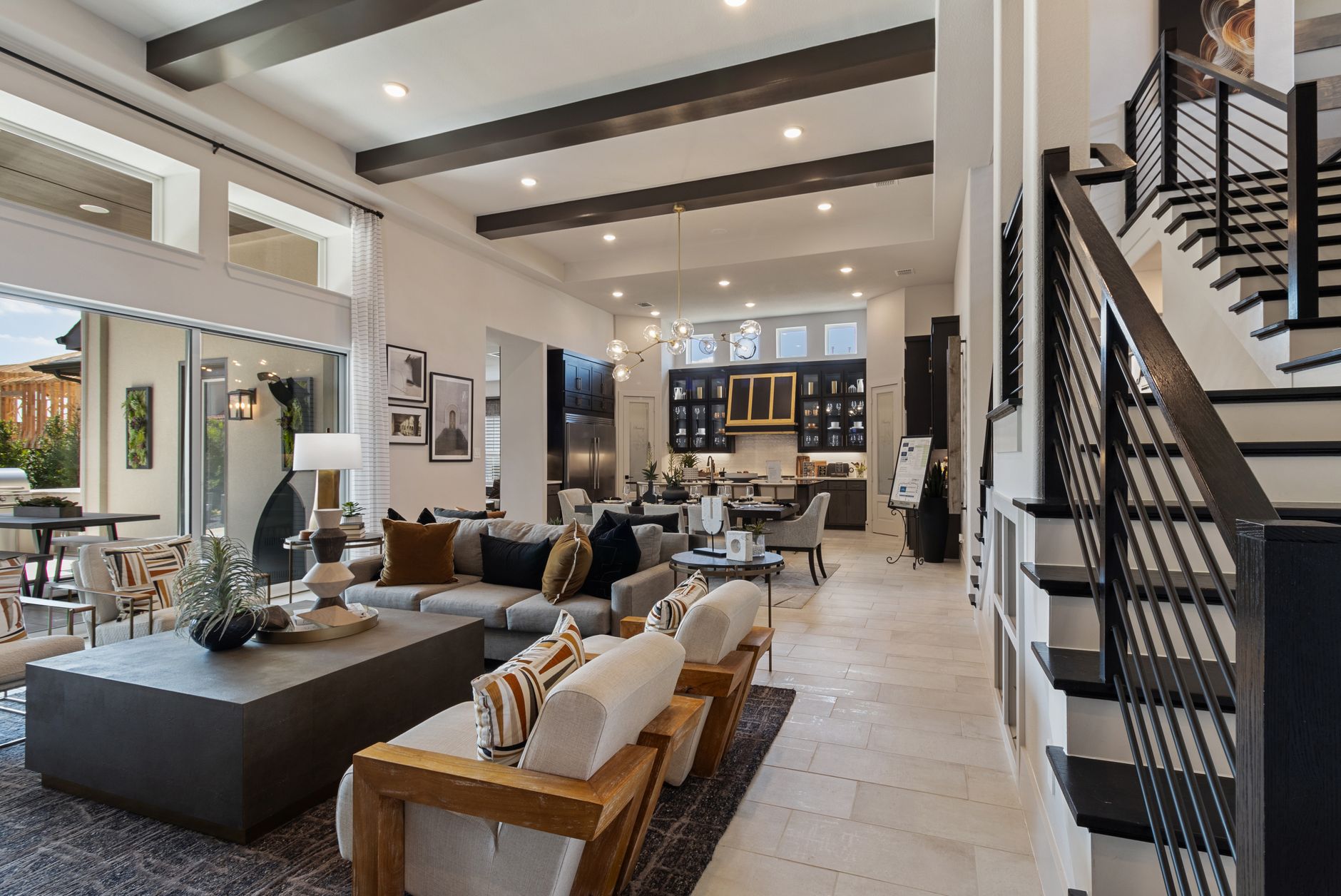 Contemporary Arizona living room and open kitchen